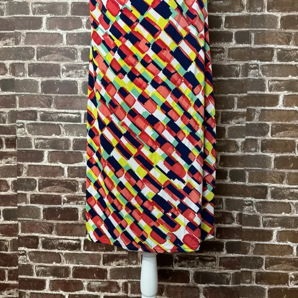 Kasper Womens Dress Size 14 Multi Color Red Yellow Blue Sleeveless - Picture 3 of 8